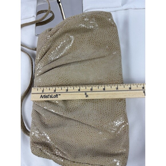 Hobo International Pillow Frame Clutch Tan Leather Snake Reptile Shoulder Strap - Picture 8 of 10